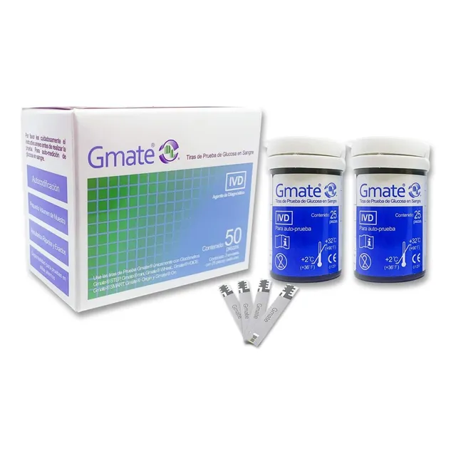 50 Tiras Reactivas Glucometro Gmate Envío Gratis