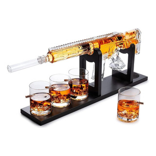 Set De Decantador De Licor 800 Ml Diseno Pistola Con 4 Va... Set De Decantador De Licor 800 Ml Diseno Pistola Con 4 Va...