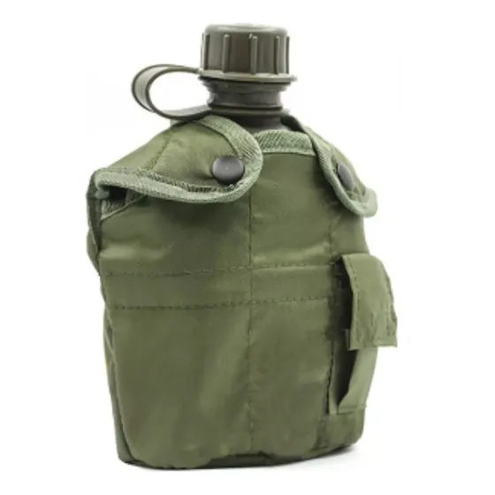 Cantimplora Anfora Táctica Militar +vaso Taza Aluminio Verde