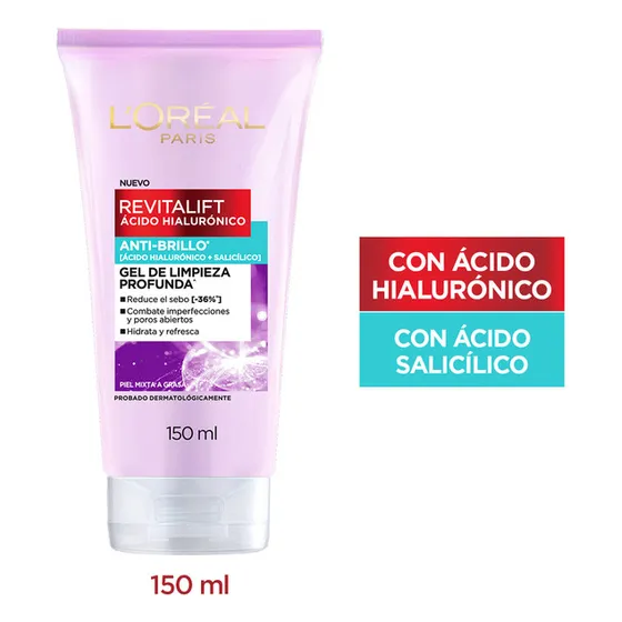 Gel De Limpieza Anti Brillo L´oréal Paris Revitalift X 150ml Momento de aplicación Día/Noche Tipo de piel Mixta