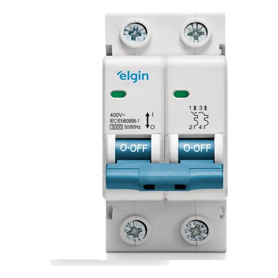 Disjuntor Bipolar Duplo Elgin 6a 10a 16a 20a 25a 32 40 50 63