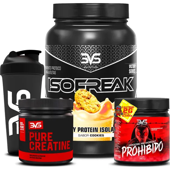 Kit Whey Isolada + Pre Treino Prohibido + Creatina 100% Pura