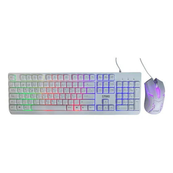 Combo Teclado Y Mouse Strig Gk106 Blanco Rgb Usb