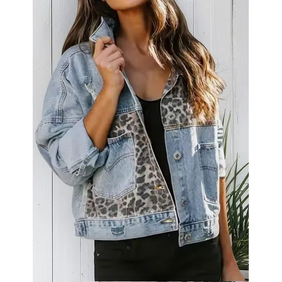 Campera De Jean Combinada Animal Print Al Tono Jean