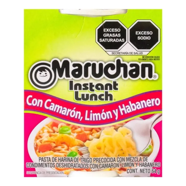 3 Pza Sopa Instantánea Maruchan Instant Lunch Con Camarón Li