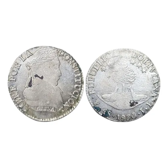 Moneda Coleccionable  Bolivia 4 Soles 1830 Plata