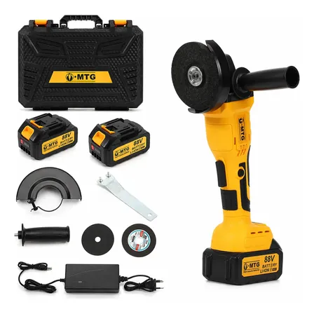 Esmerilhadeira Lixadeiraangular 10000rpm 2bateria Sem Escova Amarelo 220v 50hz/60hz