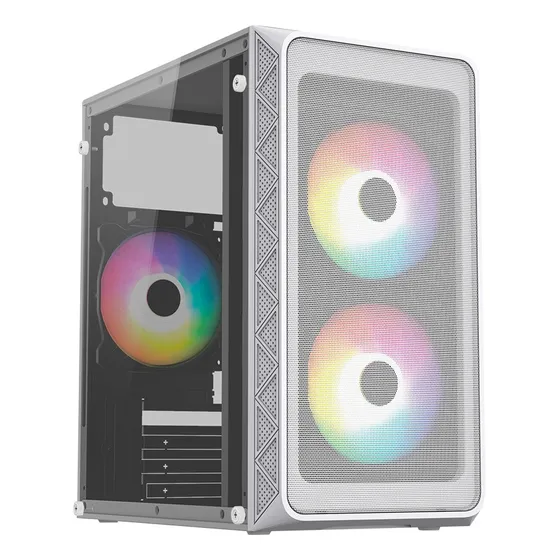 Gabinete Mini Torre Acteck Doom Pro Mesh Gi730 3 Fan 600w Color Blanco