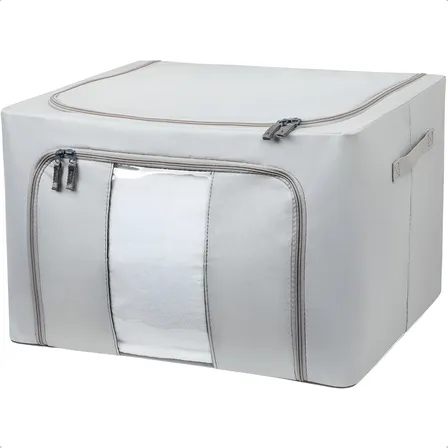 Organizador Multiuso Dobrável Roupas Edredom Toalhas G 66lts Cor Cinza