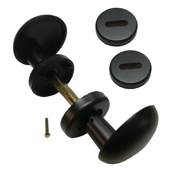 Pomo Manija Picaporte Juego Hueco Desplazado Negro Con Boc