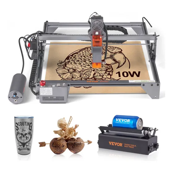 Grabadora Laser Cortadora De 10w Con Rodillo Rotatorio