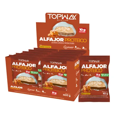 Alfajor Proteíco Caramelo Salgado Sem Açúcar Topway Kit 10un