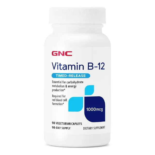 Vitamina B12 1000 Mcg Gnc 90 Caplets Sabor Sin Sabor