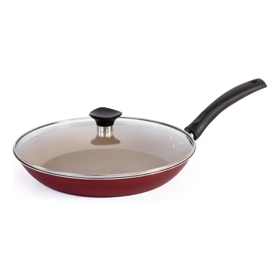 Frigideira Antiaderente Tramontina Turim Profissional Grande 28 Cm Com Tampa Cor Vermelha