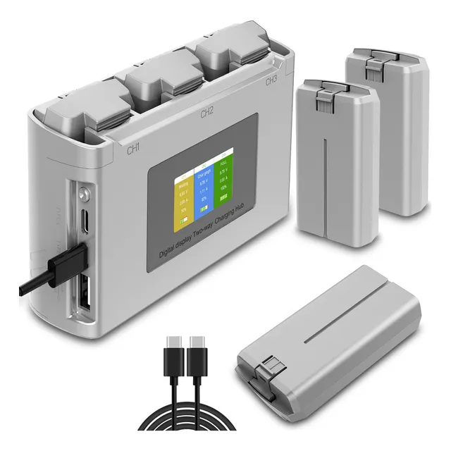 Artman Cargador Múltiple Lcd Más 3baterías Para Dji Mini2 Se