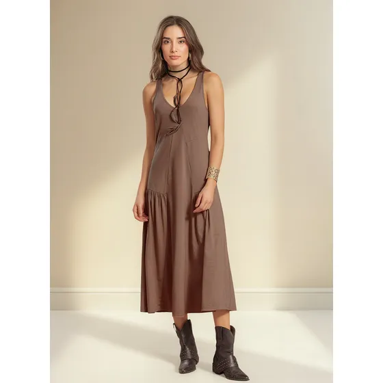 Vestido Largo Mujer Chocolate Rutta 104682