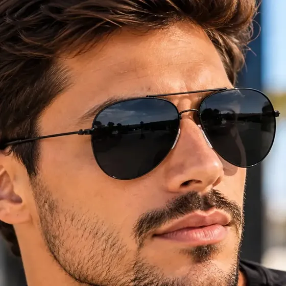 Óculos Aviador Preto Metal UV400 Onglass Lentes Policarbonato Adulto