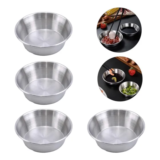 Bol Inmersión Inoxidable, Plato Redondo Para Salsas 8cm 4pcs