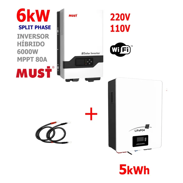 Respaldo Eléctrico Must 6kw Batería Litio De 5kwh