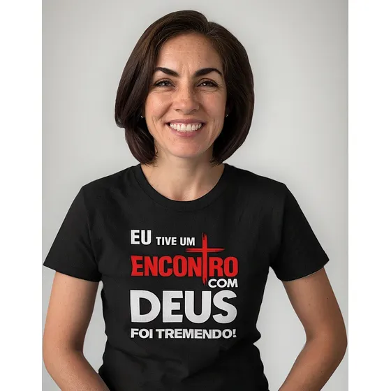 Camiseta Encontro Com Deus Frase Gospel T-shirt Evangélica