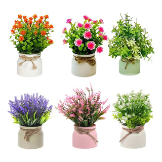 Plantas Artificiales Flor Bonsai En Macetas Decoración 6pcs Plantas Artificiales Flor Bonsai En Macetas Decoración 6pcs