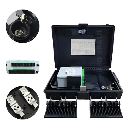 10 Un Cto Completa Splitter Box 1x16 Apc Homologado Anatel Preto