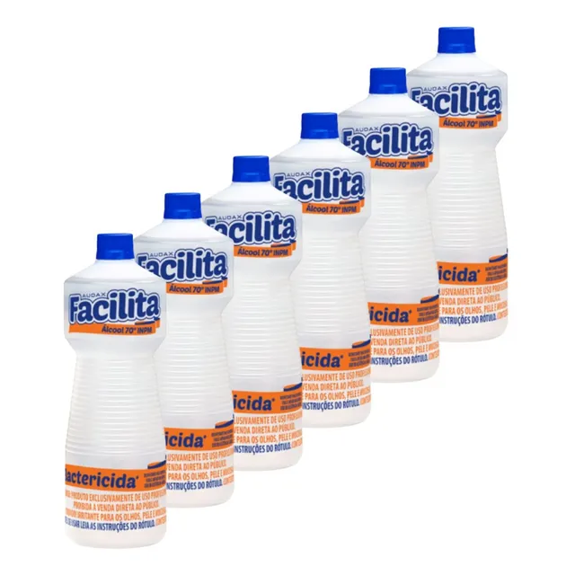 Kit 6l Álcool 70 99% Bactericida Limpeza Antigerme