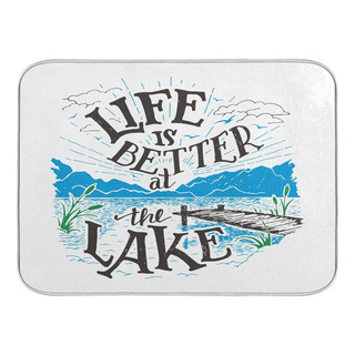 La Vida Es Mejor En El Lago, Mantel Para Secar Platos De 18x La Vida Es Mejor En El Lago, Mantel Para Secar Platos De 18x