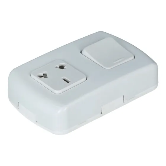 Llave De Luz Externa Superficial 1 Punto Y Toma Kalop Tekna