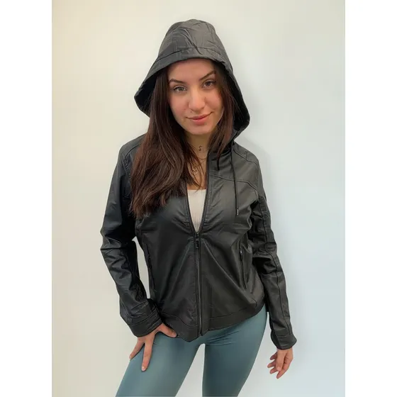 Campera Mujer Marrón Eco Cuero Deportiva Estilo Quer