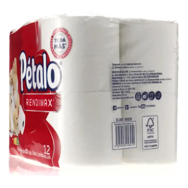 Papel Higiénico Pétalo Rendimax 12 Rollos Con 320 Hojas