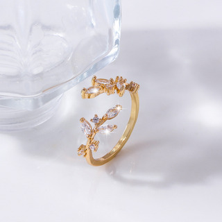 Anillo De Oro Simple De Moda, Anillo En Forma De Hoja Anillo De Oro Simple De Moda, Anillo En Forma De Hoja