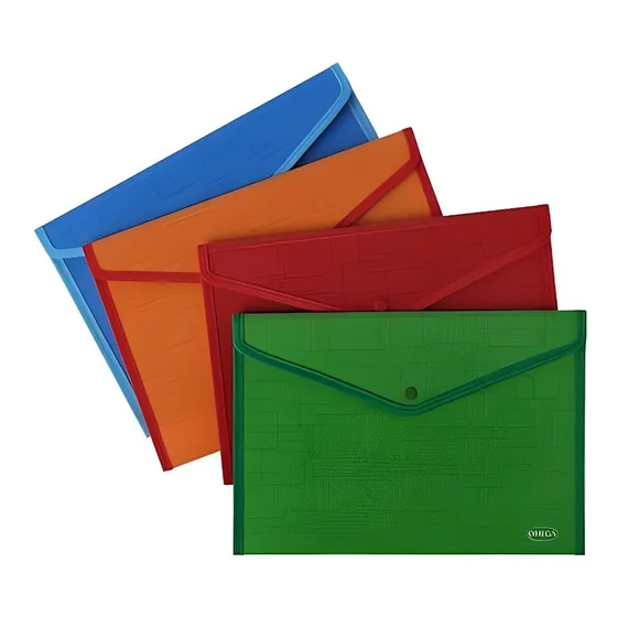 Sobre Porta Documentos A4 Broche Plástico Y Bordes Cosidos Color Verde