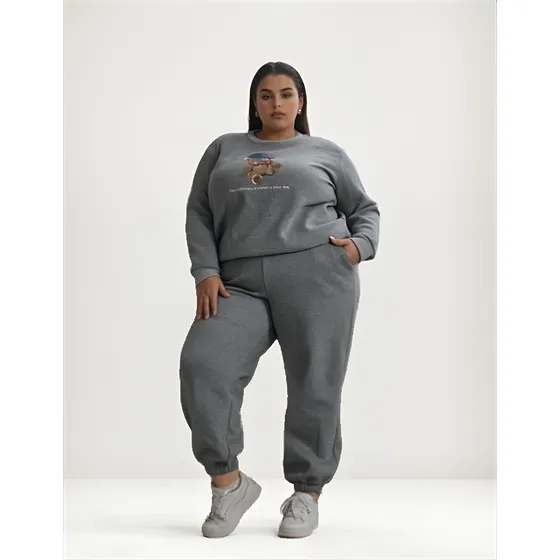 Pantalon Jogging Frisado Con Puños - Talle Grande Especial