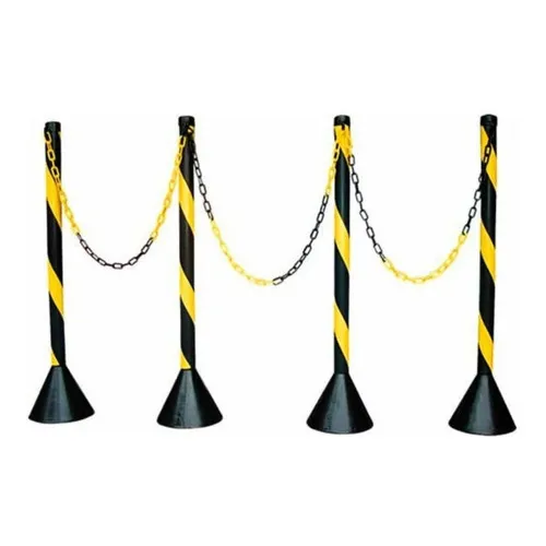 4 Pedestal Zebrado + 10 Mts Corrente Zebrada Preta/amarela