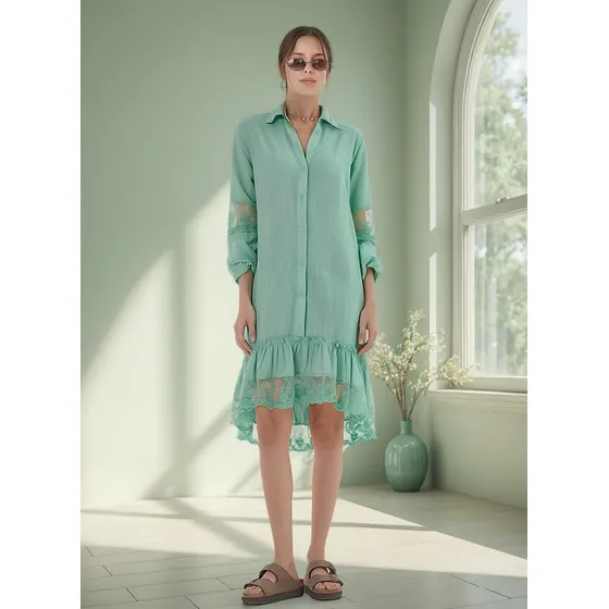Vestido De Lino Canberra Con Tull Classic Guk4004 Arizona