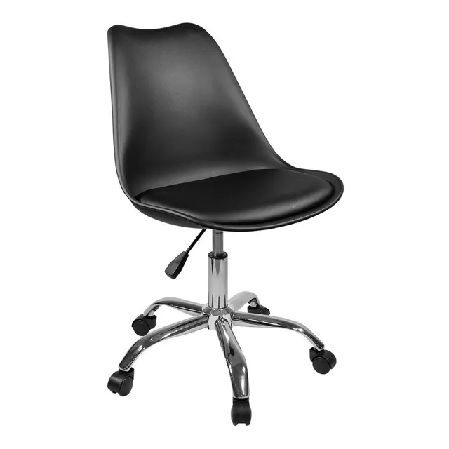 Silla de escritorio Para Tu Casa Tulip con ruedas DC-1588 negra con tapizado de cuero sintético x 2 unidades