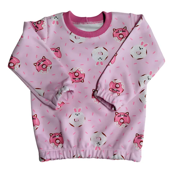 Moletom Blusa Menina De Frio Em Algodão Com Estampa