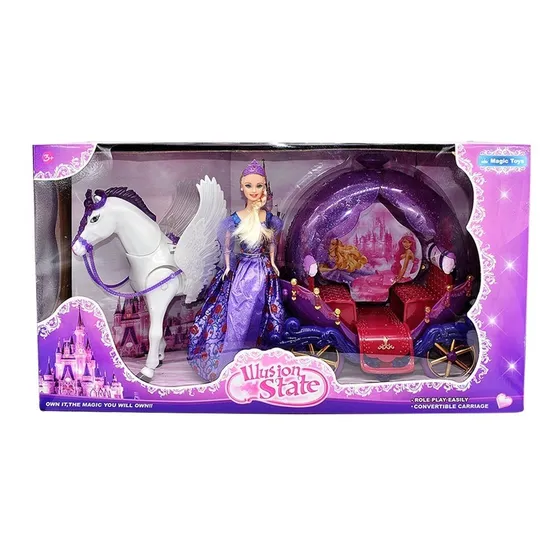Carroza Con Caballo A Pilas Y Muñeca 