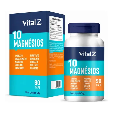 10 Magnésios Vital Z 350mg Suplemento Alimentar 90 Cápsulas