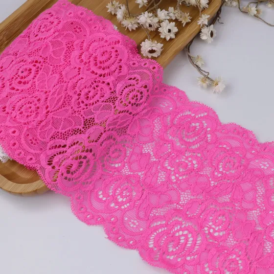 Idongcai Cinta Elastica Encaje Ribete 6  5 Yarda Tela Rojo