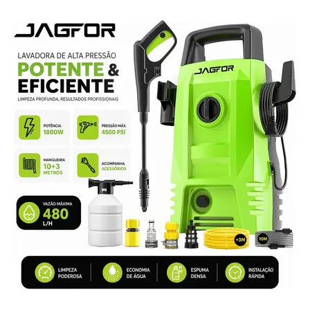 Lavadora de Alta Pressão JAGFOR 4500 PSI 1800 W com Mangueira de 10 m para Casa e Carro