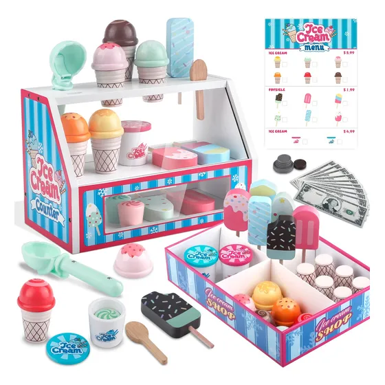 Set De Juego De Madera Para Heladería Plunack Con Mostrador