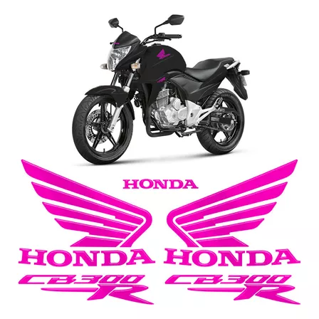 Kit Adesivos Moto Honda Cb 300r Emblemas Resinados Tanque Cor Rosa