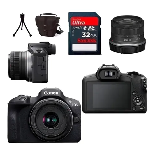 Câmera Canon Eos R100 4K 24.1mp Wi-fi/bluetooth Lente RF-S 18-45mm