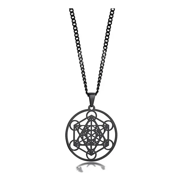 Collar Cubo De Metatron Amuleto Protección Acero Inoxidable