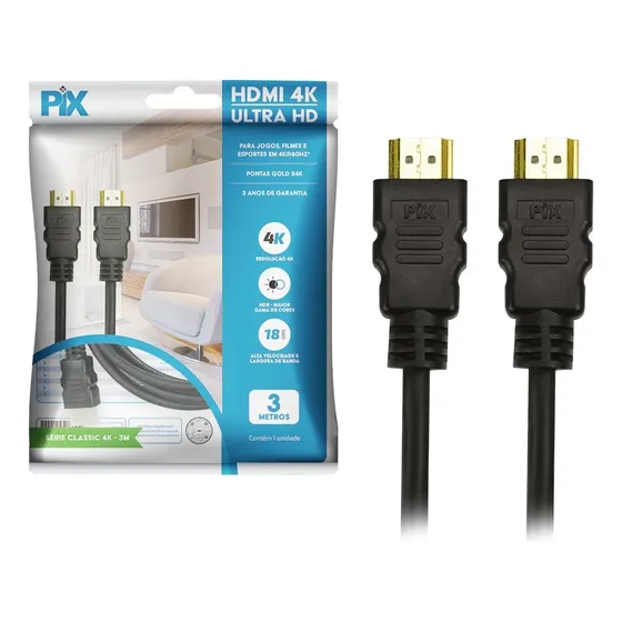 Cabo Hdmi 2.0 018-2223 4k Ultra Hd 3d 3 Metros Suporte A Hdr