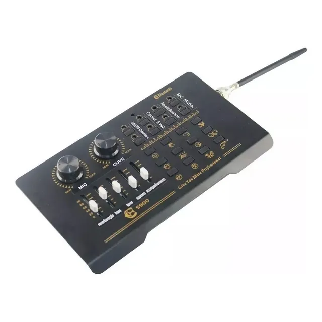 Placa De Som Portatil Estudio Audio Mixer C/ Microfone