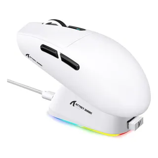 Mouse Gamer Attack Shark G3pro Sem Fio 25000 Dpi Dock Rgb Branco