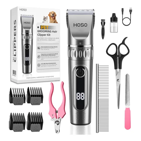 Maquina Corta Pelo Mascotas Perro Gato Kit Completo Hoso
